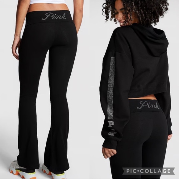 PINK Victoria's Secret Pants - PINK Cotton Foldover Flare Leggings